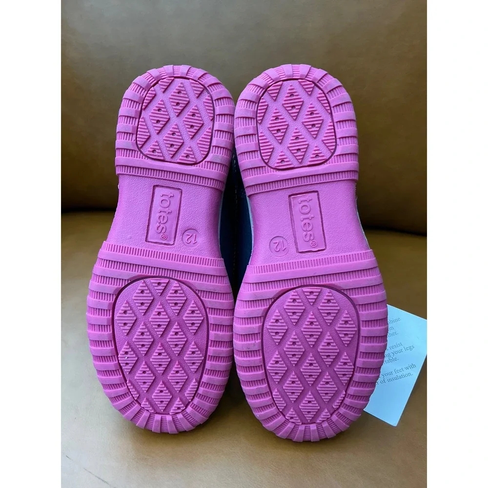 Totes Bailey 2 Snow Boots Kids Size 12 Navy Pink New Thermolite Insulated